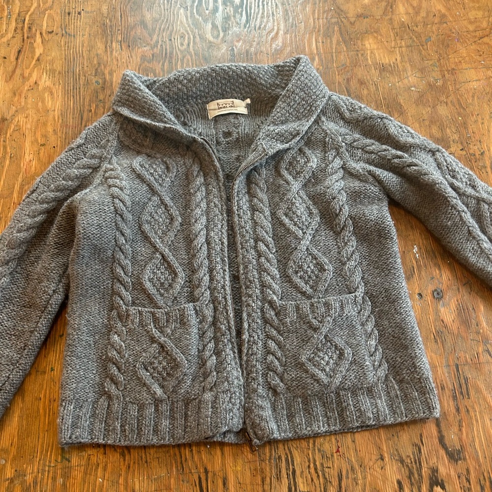 Cozy Gray Cable Knit Cardigan